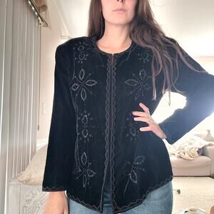 Velvet Beaded embroided Jacket Sz LX